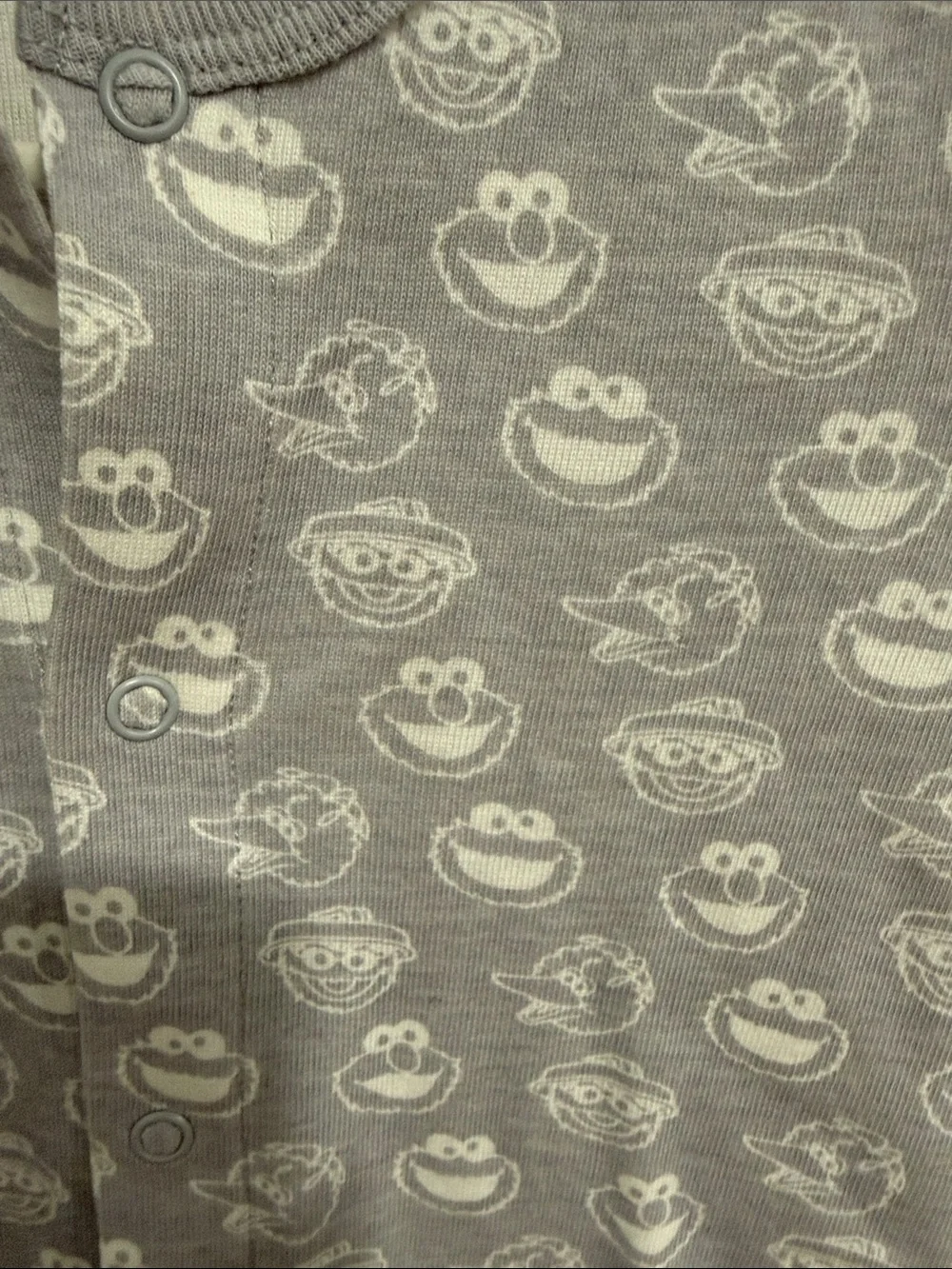 Land Of Nod Gray Footed One-Piece with White Character Faces